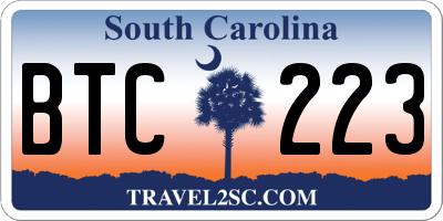 SC license plate BTC223