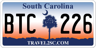 SC license plate BTC226