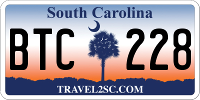 SC license plate BTC228