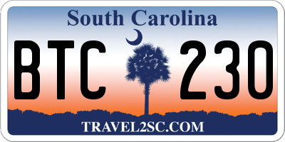SC license plate BTC230