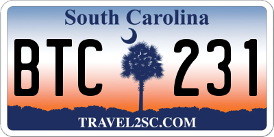 SC license plate BTC231