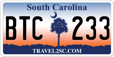 SC license plate BTC233
