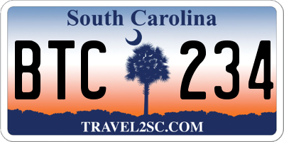 SC license plate BTC234