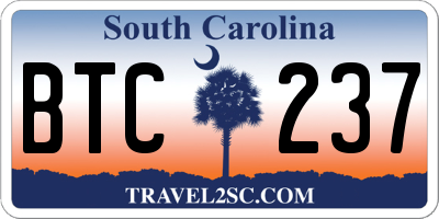 SC license plate BTC237