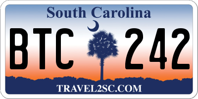 SC license plate BTC242