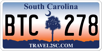 SC license plate BTC278