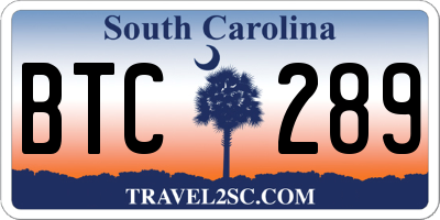 SC license plate BTC289
