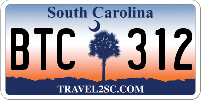 SC license plate BTC312