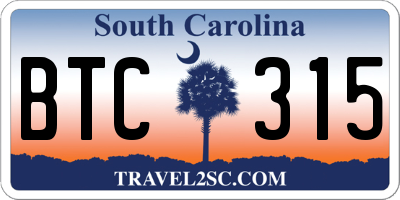 SC license plate BTC315