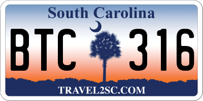 SC license plate BTC316