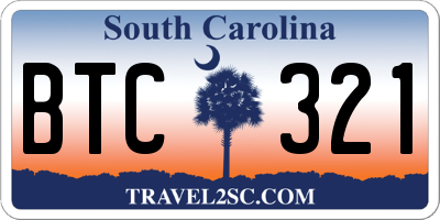 SC license plate BTC321