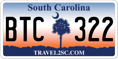 SC license plate BTC322