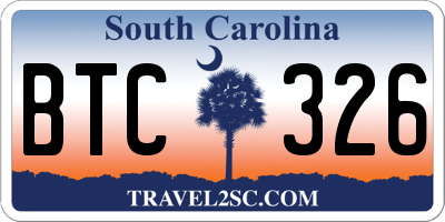 SC license plate BTC326