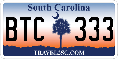 SC license plate BTC333
