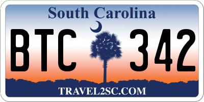 SC license plate BTC342