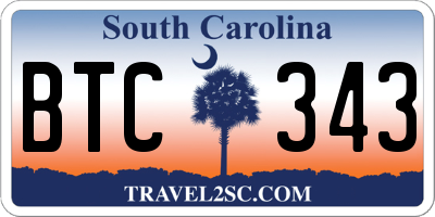 SC license plate BTC343