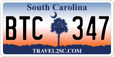 SC license plate BTC347