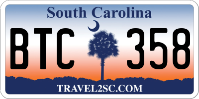 SC license plate BTC358