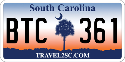 SC license plate BTC361