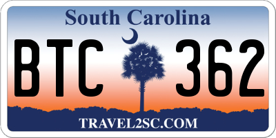 SC license plate BTC362