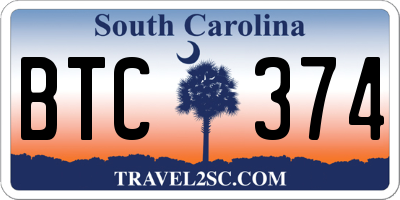 SC license plate BTC374