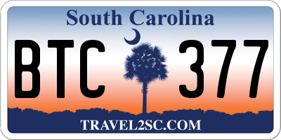 SC license plate BTC377