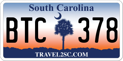 SC license plate BTC378