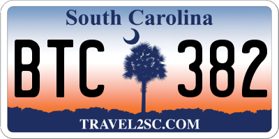 SC license plate BTC382