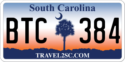 SC license plate BTC384