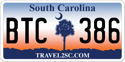 SC license plate BTC386
