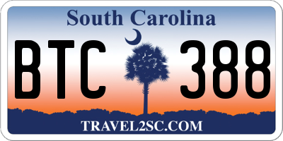 SC license plate BTC388