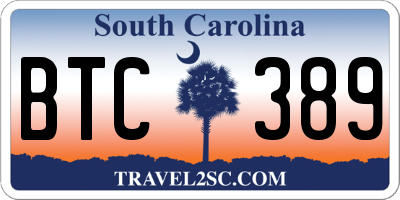 SC license plate BTC389