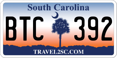 SC license plate BTC392
