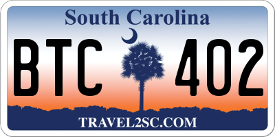 SC license plate BTC402