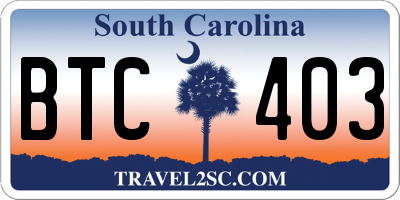 SC license plate BTC403