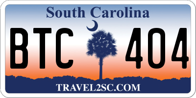 SC license plate BTC404