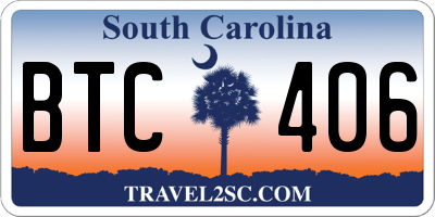 SC license plate BTC406