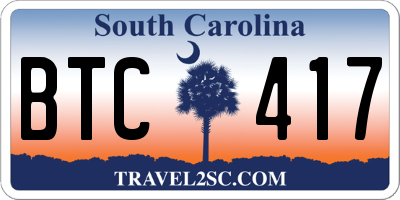 SC license plate BTC417