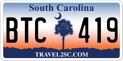 SC license plate BTC419