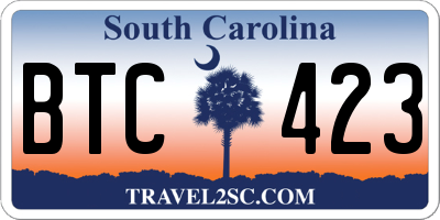SC license plate BTC423