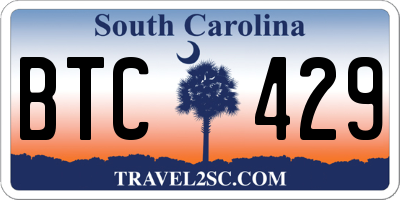 SC license plate BTC429