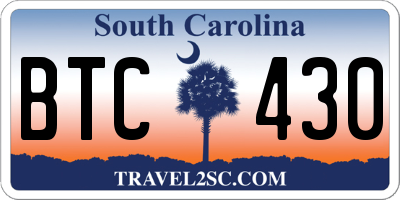 SC license plate BTC430