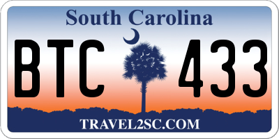 SC license plate BTC433
