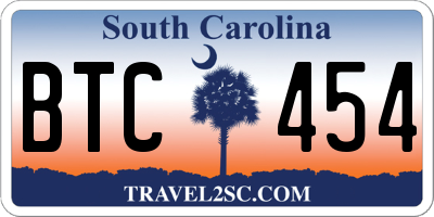 SC license plate BTC454