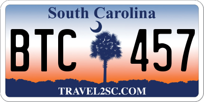 SC license plate BTC457