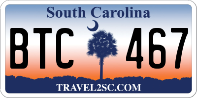 SC license plate BTC467