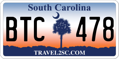 SC license plate BTC478