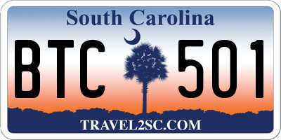 SC license plate BTC501