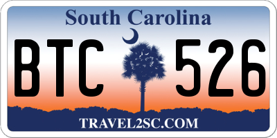 SC license plate BTC526
