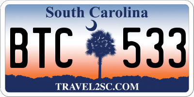 SC license plate BTC533
